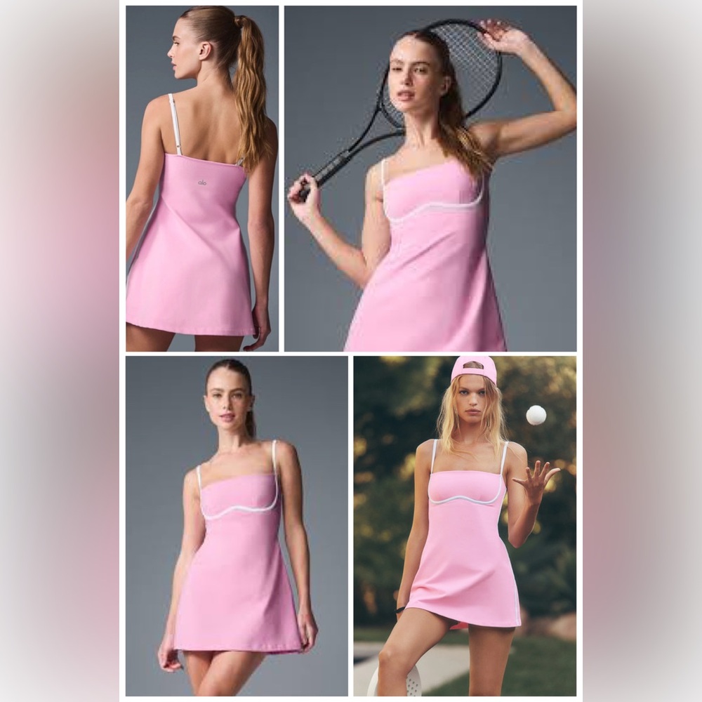Alo airbrush streamline dress sweet pink/white SOLD OUT ONLINE M NWT